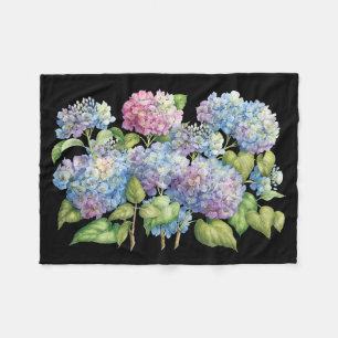 Couverture Polaire Hortensias en fleur