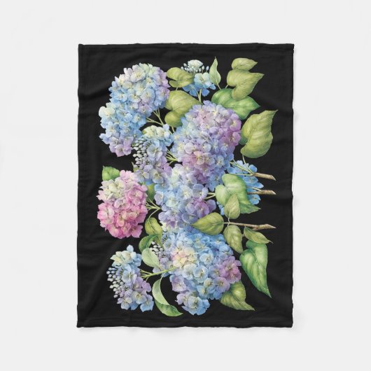 Couverture Polaire Hortensias en fleur (Devant)