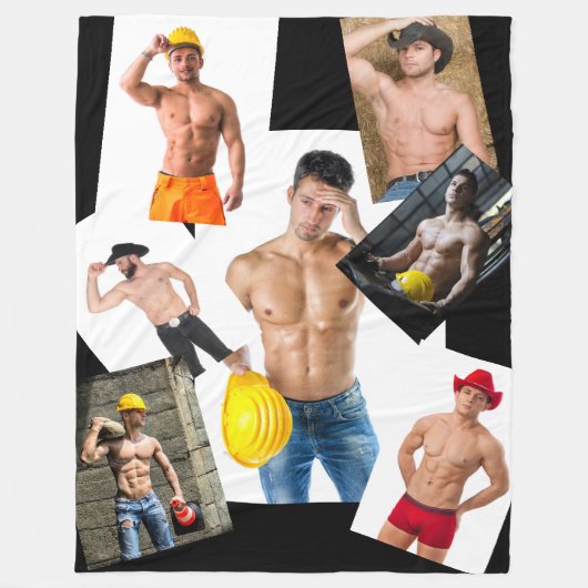 Couverture Polaire Hot Guys Cowboys & Construction Workers Collage (Devant)