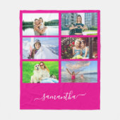 Couverture Polaire Hot Pink Elegant Script Signature Name Photo (Devant)