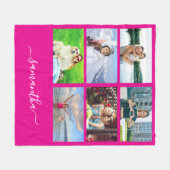 Couverture Polaire Hot Pink Elegant Script Signature Name Photo (Devant (Horizontal))
