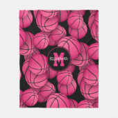 Couverture Polaire hot rose noir personnalisées filles basketball (Devant)