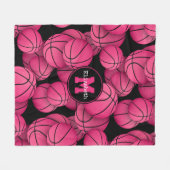 Couverture Polaire hot rose noir personnalisées filles basketball (Devant (Horizontal))