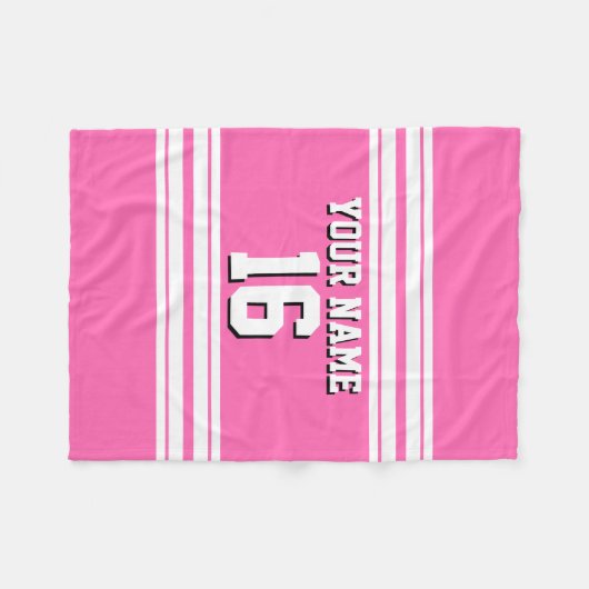Couverture Polaire Hot Rose White Team Jersey Numéro personnalisé Nom (Devant (Horizontal))