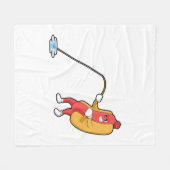 Couverture Polaire Hotdog à la pêche avec bâtonnet de pêche (Devant (Horizontal))
