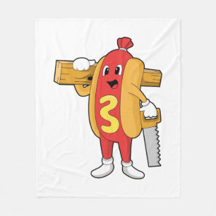Couverture Polaire Hotdog as Carpenter with Saw & Wood