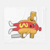 Couverture Polaire Hotdog as Carpenter with Saw & Wood (Devant (Horizontal))