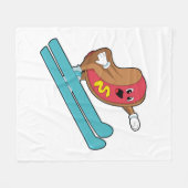 Couverture Polaire Hotdog comme sauteur de ski avec Ski.PNG (Devant (Horizontal))