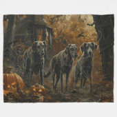 Couverture Polaire Hound Afghan Halloween nuit chien délice (Devant (Horizontal))