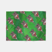 Couverture Polaire Hound Chien Noël sur Green (Devant (Horizontal))