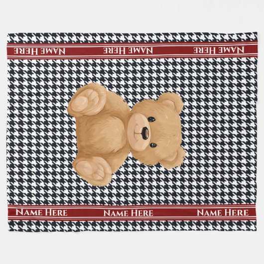Couverture Polaire Houndstooth Bear Home (Devant (Horizontal))