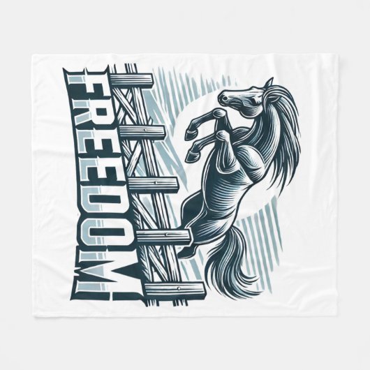 Couverture Polaire Hourse jumping over freedom wall ,symbol of power (Devant (Horizontal))