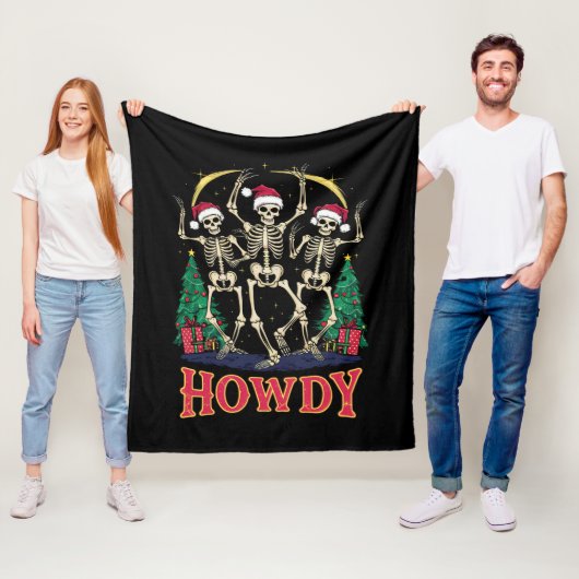 Couverture Polaire Howdy Dancing Skeleton Funny Noël Holiday (En situation)