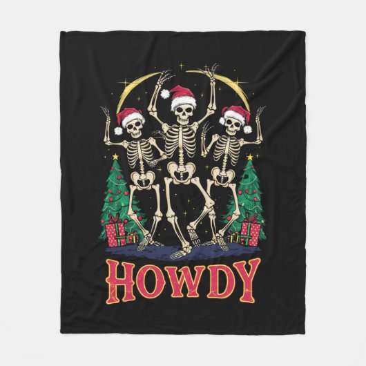 Couverture Polaire Howdy Dancing Skeleton Funny Noël Holiday (Devant)