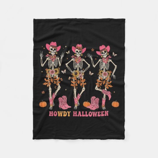 Couverture Polaire Howdy Western Skeleton Cowgirls Dancing Halloween  (Devant)