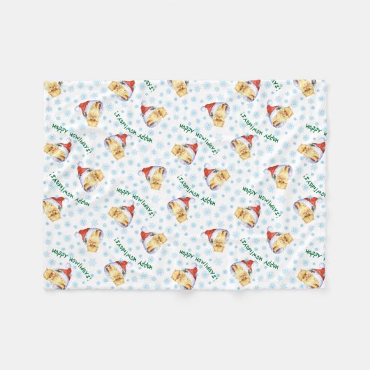 Couverture Polaire Howlidays heureux Pomeranian (Devant (Horizontal))