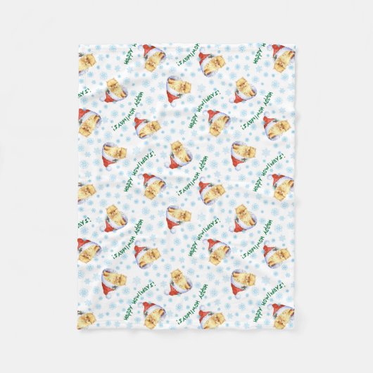 Couverture Polaire Howlidays heureux Pomeranian (Devant)