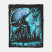 Couverture Polaire Howling Wolf Moon Pine Forest Art (Devant)
