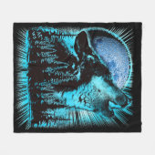 Couverture Polaire Howling Wolf Moon Pine Forest Art (Devant (Horizontal))