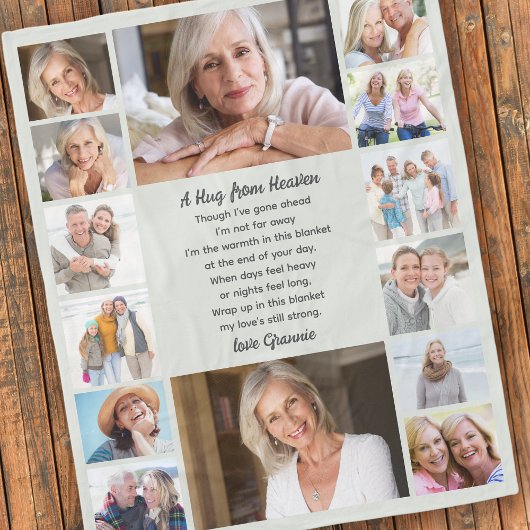 Couverture Polaire Hug de Heaven Poem Multiphoto Collage Memorial