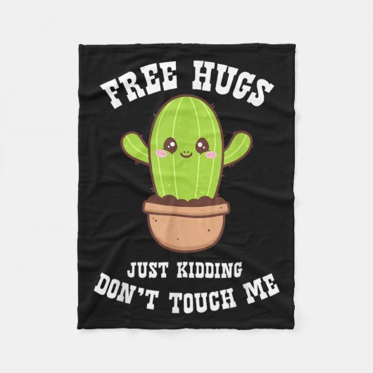 Couverture Polaire Hugs Just Kidding Don't Touch Me Funny Cactus (Devant)
