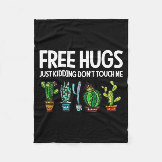 Couverture Polaire Hugs Just Kidding Don't Touch Me Funny Cactus Joke (Devant)