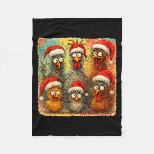 Couverture Polaire Hugvyn Christmas Santa Chicken Crazy Eagerlys Roos (Devant)