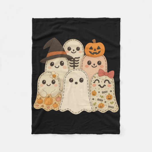 Couverture Polaire Hugvyn Halloween Patchwork Quilt Ghost Matching Fa (Devant)