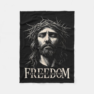 Couverture Polaire Hugvyn Liberté Jésus Visage Chrétien Couronne Dieu
