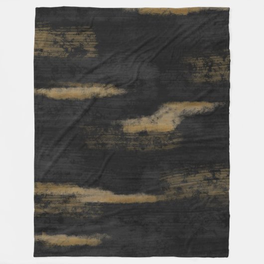 Couverture Polaire Huiles douces Abstraites Charbon et or (Devant)
