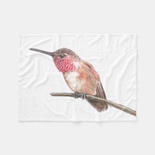 Couverture Polaire Hummingbird watercolor
