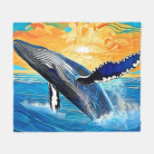 Couverture Polaire Humpback Sunset Leap Art (Devant (Horizontal))