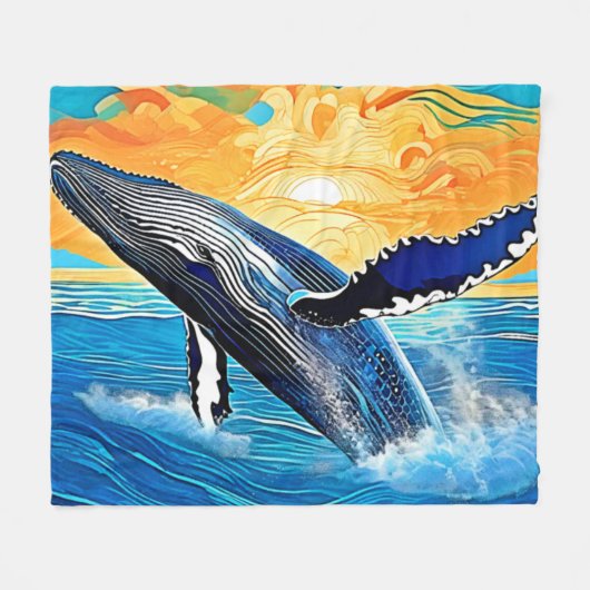 Couverture Polaire Humpback Sunset Leap Art (Devant (Horizontal))