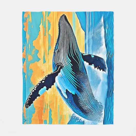 Couverture Polaire Humpback Whale Ocean Freedom Jump Design (Devant)