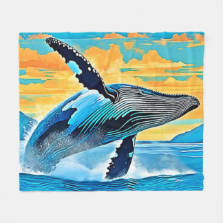 Couverture Polaire Humpback Whale Ocean Freedom Jump Design