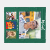 Couverture Polaire Hunter green photo collage garçon amis (Devant (Horizontal))