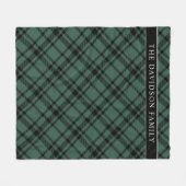 Couverture Polaire Hunter Green Tartan Plaid Nom de famille (Devant (Horizontal))