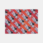 Couverture Polaire Husky à Santa Hat Sur Rouge (Devant (Horizontal))