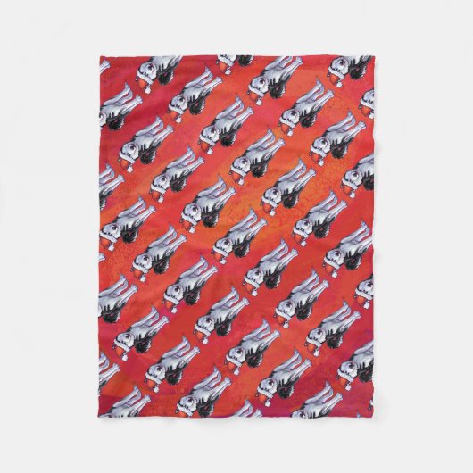 Couverture Polaire Husky à Santa Hat Sur Rouge (Devant)