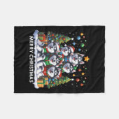 Couverture Polaire Husky Chien Noël Arbre Joyeux Noël Correspondance (Devant (Horizontal))