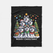 Couverture Polaire Husky Chien Noël Arbre Joyeux Noël Correspondance (Devant)
