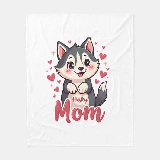 Couverture Polaire Husky Chig Maman Cute Kawaii Design (Devant)