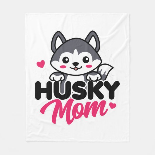 Couverture Polaire Husky Chig Maman Cute Kawaii Design (Devant)