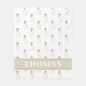 Couverture Polaire Husky Rose & Blanc Personnalisé (Devant)