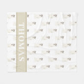 Couverture Polaire Husky Rose & Blanc Personnalisé (Devant (Horizontal))
