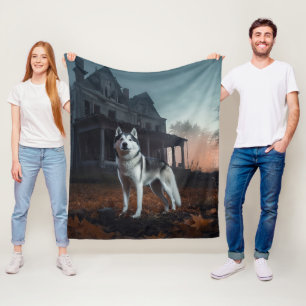 Couverture Polaire Husky sibérien Halloween Épouvantable