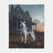 Couverture Polaire Husky sibérien Halloween Épouvantable (Devant)