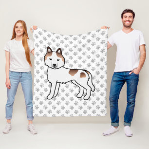 Couverture Polaire Husky Sibérien Panaché Rouge de Dessin Animé & Pat
