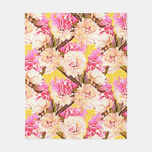 Couverture Polaire Hyacinth and peonis flowers, seamless pattern. Wat (Devant)