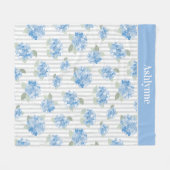 Couverture Polaire Hydrangea Bleu Élégant Rayure Gris Vert Sauge Nom (Devant (Horizontal))
